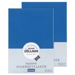 Julius Zöllner Spannbetttuch Jersey 70x140 / 60x120 Blau Doppelpack
