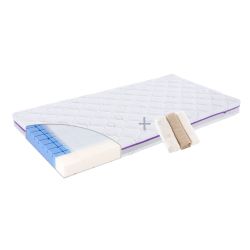 Träumeland Set Matratze Brise 70 x 140 cm + 3 Mulltücher beige / weiss