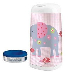 Angelcare Windeleimer Dress-Up XL 66 cm Höhe mit Bezug Elephant Family