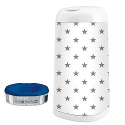 Angelcare Windeleimer Dress-Up XL 66 cm Höhe mit Bezug Grey Stars