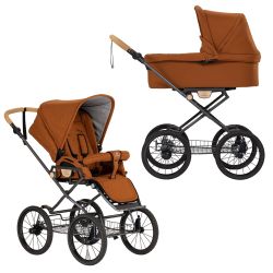 Naturkind Ida - Terracotta - 2in1 Klassik-Kinderwagen-Set inkl. Babywanne Ida & Sportsitz 