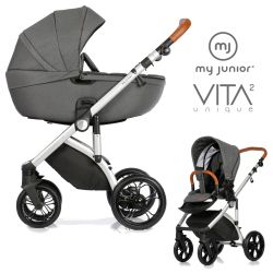 My Junior VITA unique 2 - 2in1 Kinderwagen-Set Happy Dots Black - XXL-Zubehörpaket