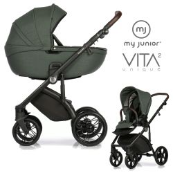 My Junior VITA unique 2 - 2in1 Kinderwagen-Set Moss Green - XXL-Zubehörpaket