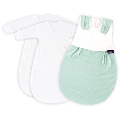 Träumeland Babyschlafsack LIEBMICH 3tlg. Set Pünktchen mint, Größe 68/74