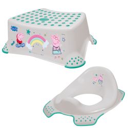 Keeeper 2-teiliges Badeset Schemel und WC-Sitz Toilettensitz Peppa Soft Grey