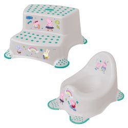 Keeeper 2-teiliges Badeset Schemel zweistufig und Baby Töpfchen Peppa Soft Grey