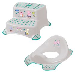 Keeeper 2-teiliges Badeset Schemel zweistufig und WC-Sitz Peppa Soft Grey