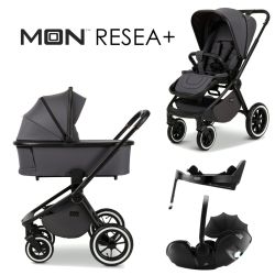 Moon RESEA+ 4in1 Kinderwagen-Set anthrazit inkl. Babywanne + Sportsitz + XXL-Zubehörpaket + Britax Römer BABY-SAFE PRO + VARIO BASE 5Z
