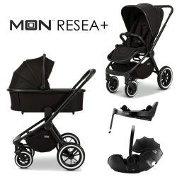 Moon RESEA+ 4in1 Kinderwagen-Set black inkl. Babywanne + Sportsitz + XXL-Zubehörpaket + Britax Römer BABY-SAFE PRO + VARIO BASE 5Z
