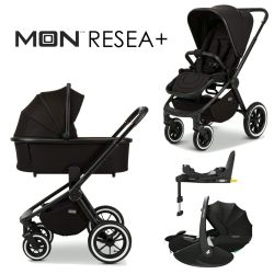 Moon RESEA+ 4in1 Kinderwagen-Set black inkl. Babywanne + Sportsitz + XXL-Zubehörpaket + Maxi-Cosi Pebble 360 Pro 2 + FamilyFix 360 Pro