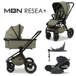 Moon RESEA+ 4in1 Kinderwagen-Set moss green inkl. Babywanne + Sportsitz + XXL-Zubehörpaket + Cybex Cloud T i-Size + Base T