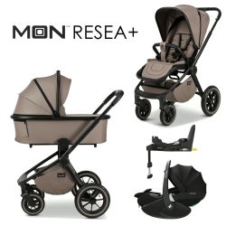 Moon RESEA+ 4in1 Kinderwagen-Set mud inkl. Babywanne + Sportsitz + XXL-Zubehörpaket + Cybex Cloud T i-Size + Base T
