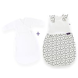 Träumeland Babyschlafsack LIEBMICH 3-teilig Set Gr. 50/56 Tropfen schwarz