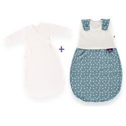 Träumeland Babyschlafsack LIEBMICH 2-teilig Set Gr. 44 Tropfen ozeanblau