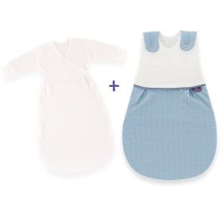 Träumeland Babyschlafsack LIEBMICH 3tlg. Set Größe 80/86 Punkte blau