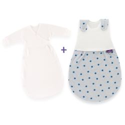 Träumeland Babyschlafsack LIEBMICH 3tlg. Set Größe 50/56 Sternentraum blau