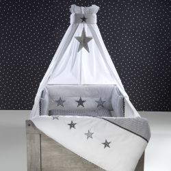 Schardt Himmelset/Bettset 4-teilig Stern grau