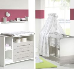 Schardt Eco Silber Sparset Kinderbett und Wickelkommode