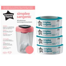 Simplee Sangenic Windeleimer pink inkl. 4 Nachfüllkassetten