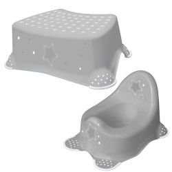 Keeeper 2-teiliges Badeset Schemel und Baby Töpfchen Stars Cosmic Grey