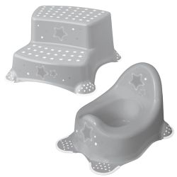 Keeeper 2-teiliges Set Schemel zweistufig + Baby Töpfchen Stars Cosmic Grey