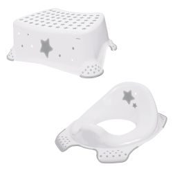 Keeeper 2-teiliges Badeset Schemel und WC-Sitz Toilettensitz Stars Cosmic White