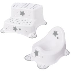 Keeeper 2-teiliges Set Schemel zweistufig + Baby Töpfchen Stars Cosmic White