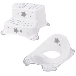 Keeeper 2-teiliges Badeset Schemel zweistufig und WC-Sitz Stars Cosmic White