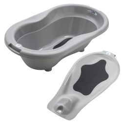 Rotho 2er Set TOP Badewanne Stone Grey mit Wanneneinsatz 