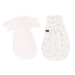 Träumeland Babyschlafsack LIEBMICH 3tlg. Set Hophop Bunny beige Größe 62/68