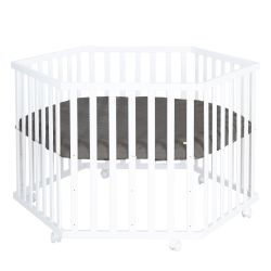 Roba Kids Laufgitter 6-eckig inkl. Schutzeinlage Graphite gesteppt Luxe weiß