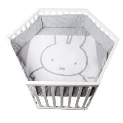 Roba Laufgitter miffy 6-eckig 3-fach Schutzeinlage & Bremsrollen weiß