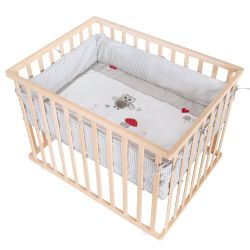 Roba Laufgitter Adam & Eule 75x100 Schutzeinlage & Rollen Holz natur