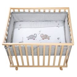 Roba Laufgitter Jumbotwins 75x100cm Schutzeinlage & Rollen Holz natur