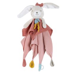 Fehn NATUR 3.0 Schmusetuch 37cm mit Schnullerring Hase 