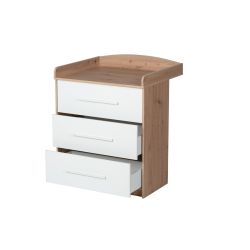 Schardt Pepe Wickelkommode 3 Schübe Dekor Artisan Oak/Weiß