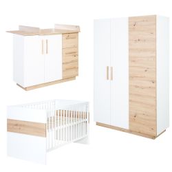 Roba Kids Kinderzimmerset Lion Bett Wickelkommode Schrank - braun-weiß