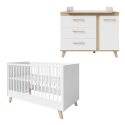 Roba Kids Kinderzimmerset Smile Kinderbett + Wickelkommode - weiß