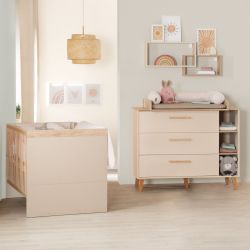 roba Babyzimmer Set Jil Bett Wickelkommode Cashmere / Holzdekor Chestnut