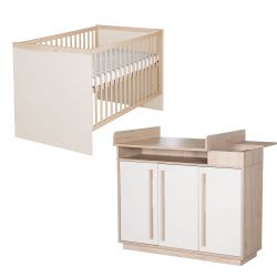 roba Möbelset 2-teilig Elva Bett 70x140 Kommode Cashmere Virginia Chestnut