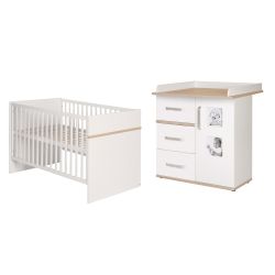 Roba Babymöbel-Set Pia 2-tlg Kombi-Bett 70x140cm & Wickelkommode