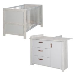 Roba Zimmerset Mila Baby-/ Kinderbett 70x140cm & Wickelkommode grau/weiß
