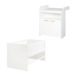 Roba Zimmerset Anton Baby-/Kinderbett 70x140cm & Wickelkommode in Weiß