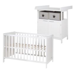 Roba Zimmerset mit Wickelkommode Hamburg & Beistellbett Lattenrost 60x120cm
