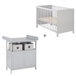 Roba Zimmerset Hamburg Baby- & Beistellbett 60x120 + Wickelkommode 2-türig