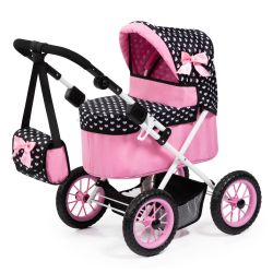 Bayer Design Puppenwagen Trendy mit Wickeltasche schwarz rosa Herzchen Schleife