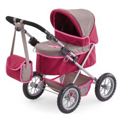 Bayer Design Puppenwagen Trendy Rot-Beige mit Prinzessin