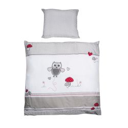 roba Babybettwäsche Adam & Eule 80x80 cm für Wiege & Stubenwagen grau