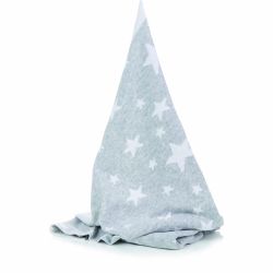 Fillikid Strickdecke 100 x 75 cm Baumwolle hellgrau mit Sternen