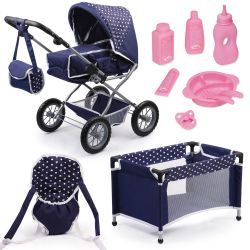 Bayer Design Kombi-Puppenwagen Grande blau Set